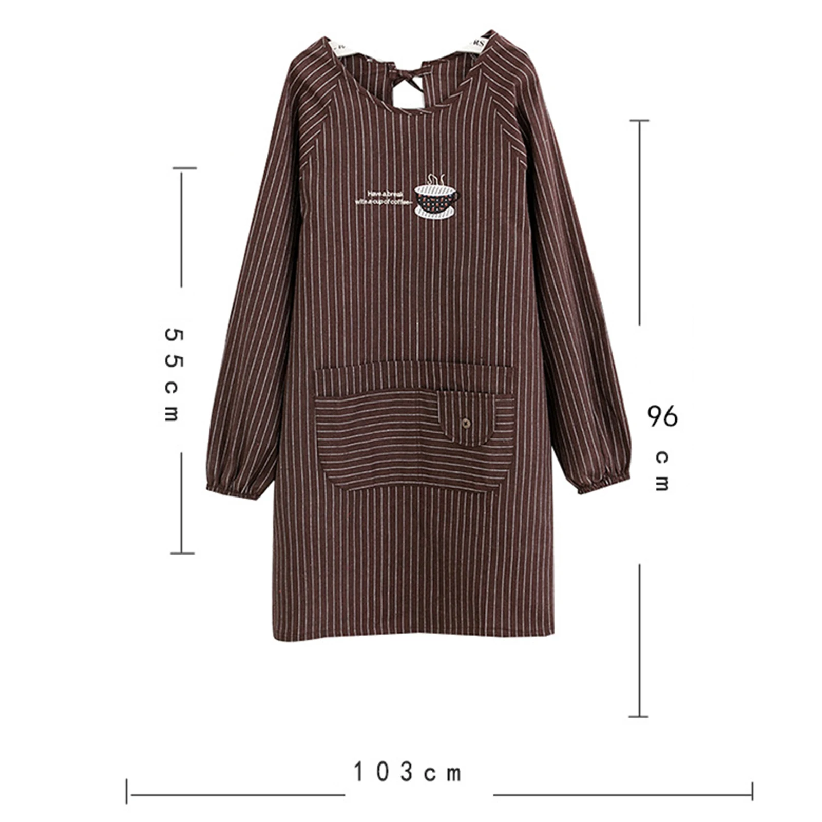 Long Sleeve Apron Skin-friendly with Pockets Polyester Cotton Ladies Workwear Aprons Cooking Professional Chef for Women Men