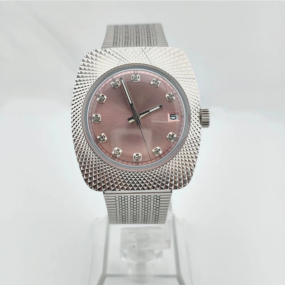 NH35 Watch Men Watch with Metal Texture 36.5mm Stainless Steel Acrylic Glass Waterproof Case 28.5mm dial fit Automatic Movement