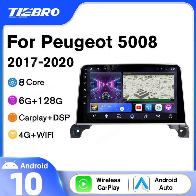 

Tiebro 2DIN Android10 Car Radio For Peugeot 5008 4008 3008 2017-2020 GPS Navigation Car Receiver 2din Android Radio Player IGO