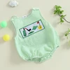 0-18M Infant Baby Boy Summer Outfits Newborn Sleeveless Smocked Bubble Romper Golf Clothes 4