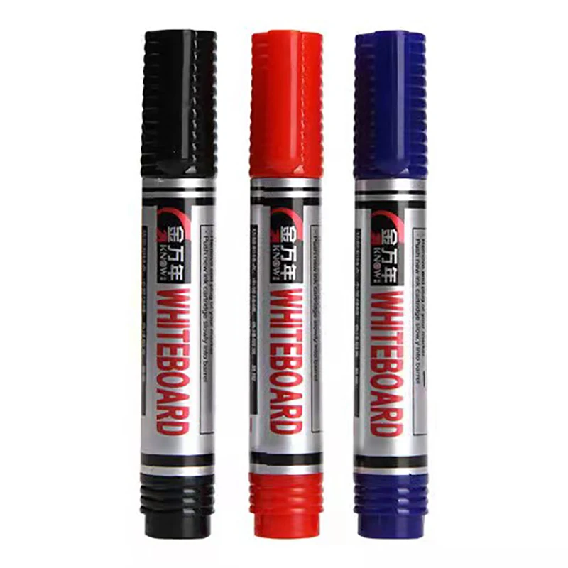 Refillable Whiteboard Markers-3mm Chisel Tip, Black Red Blue, High-Capacity Water-Based Ink, Easy to Erase, Ideal for Office &