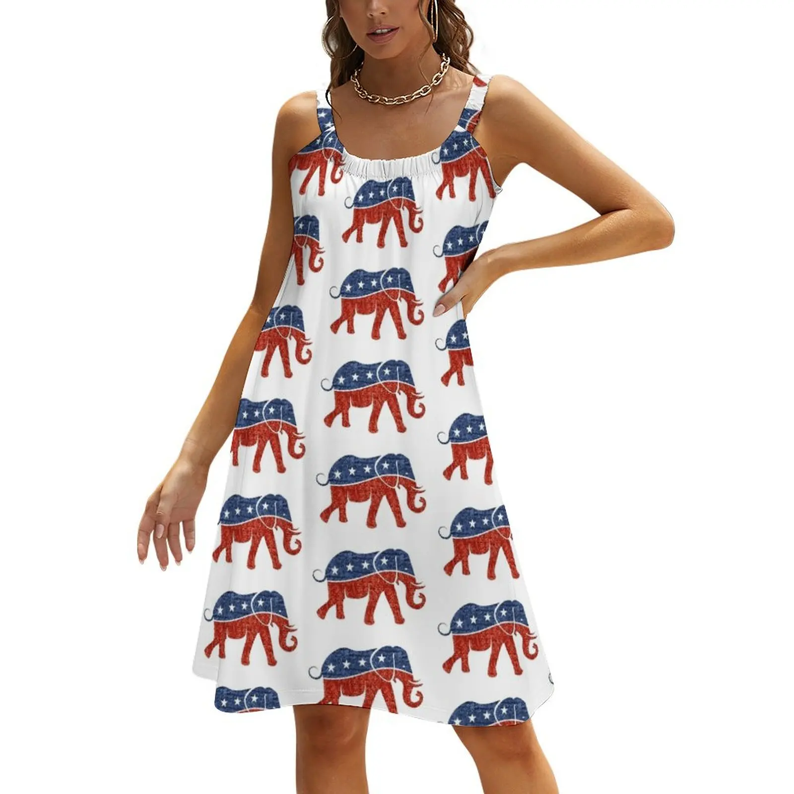 

glitter print republican elephant Beach Sling Skirt Dress woman women's summer dress 2024 prom dress