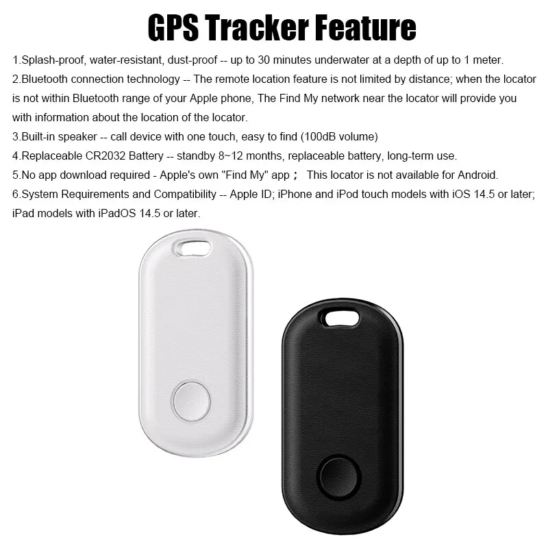 Smart Bluetooth GPS Tracker Works with Apple Find My APP ITag Anti Lost Reminder Device MFI Rated Locator Keys Pet Kids Finder gps tracker bluetooth tracker gps locator bluetooth gps tracker key finder anti lost tracker bluetooth finder