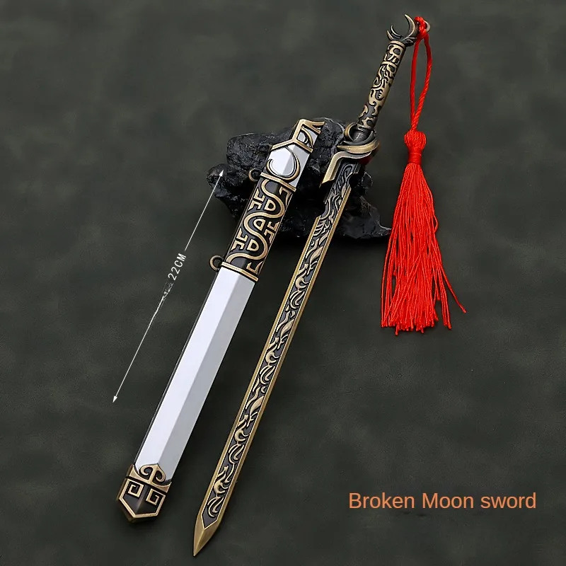 22cm Weapon Model Around The Film and Television Residual Rainbow Sword Moon Breaking Sword with Sheath Knife Toy Zinc Alloy Toy