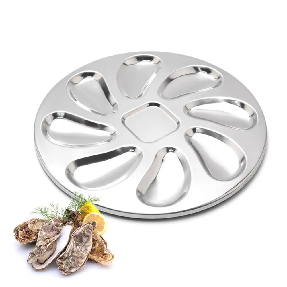 Oyster Serving Plate Simple 8 Slots Seafood Grilling Oysters Dish 8 Slots Oysters Tray