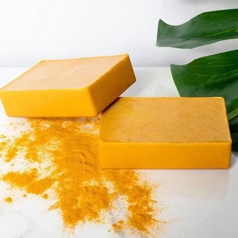 100g Turmeric Scrub Exfoliator Handmade Soap,Lemon Kojic Acid Brighten Moisturizing Shower Face Cleansing Soap,Body Skin Cleaner 5