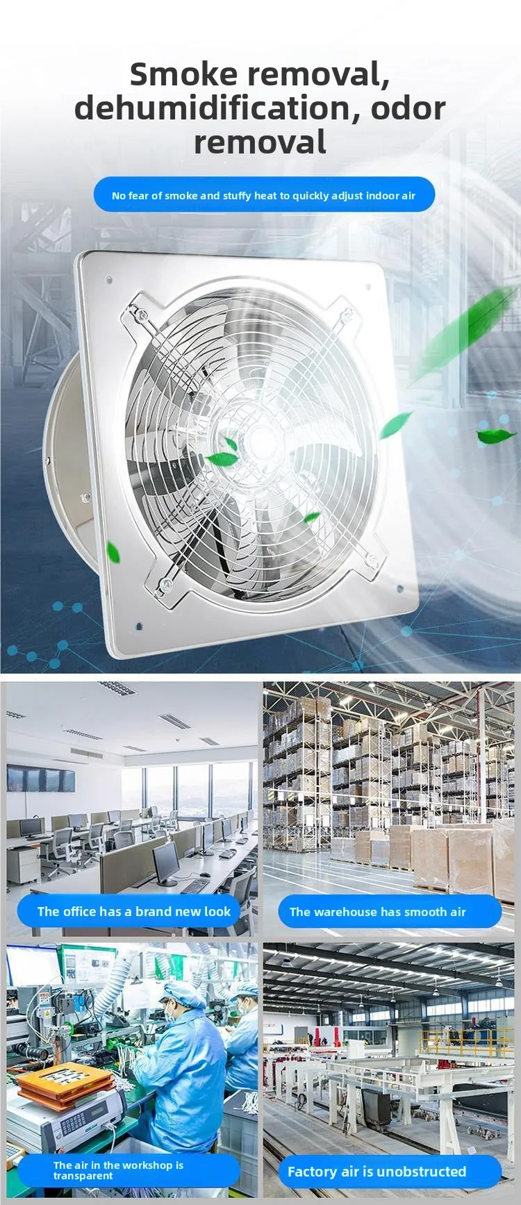 Description Picture 5 of item6 Inch Kitchen Exhaust Fan Bathroom Wall Window Toilet Duct Booster Fans Ventilation Blower Exhauster Air Cleaning Vent