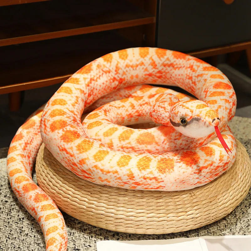 thumbnail image 1 of Simulation Giant Python Plush Toy Long Snake Yellow Orange Green Python Plush Toy Decorated House Holiday Decoration Trick Props, 1 of 5