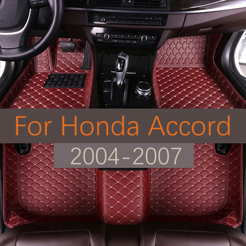 

Custom Leather Car Floor Mats For Honda Accord Seventh Generation 2004 2005 2006 2007 Automobile Carpet Rugs Foot Interior Pads