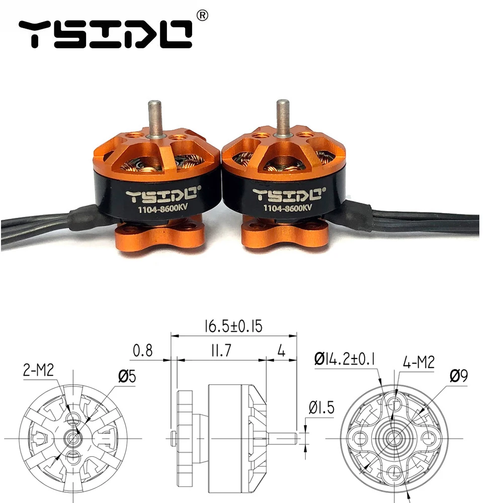 YSIDO 1104 Металлический бесшовный двигатель для радиоуправляемых дронов и мультироторов 7500KV 8600KV Мощный идеально подход...