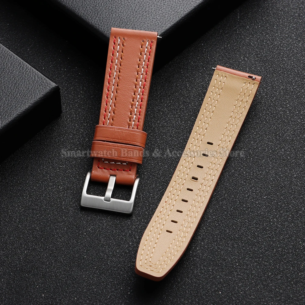 Premium Cowhide Leather Quick Release Sport Watch Strap - Waterproof Wrist Band Replacement