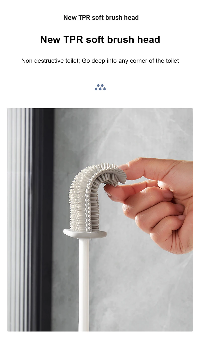 Description Picture 4 of itemLong Handle Brush Convenient Double Brush Design Durable Materials No Dead Corners Save Space Space-saving Bathroom Tools