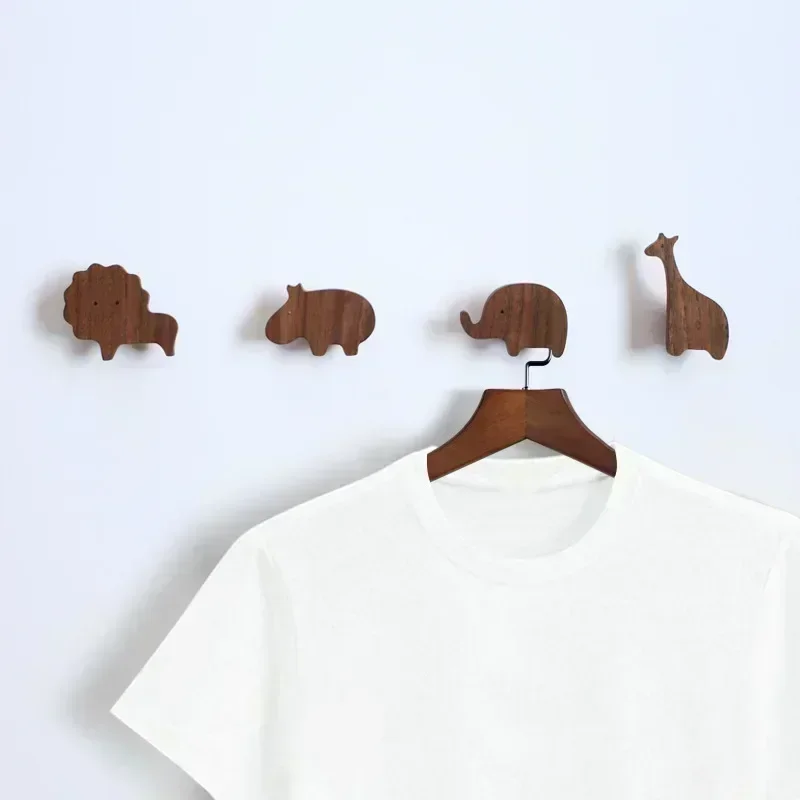 Adorable Animal-Shaped Solid Wood Wall Hooks in Black Walnut Model for Your Cozy Home Decor and Organization 2