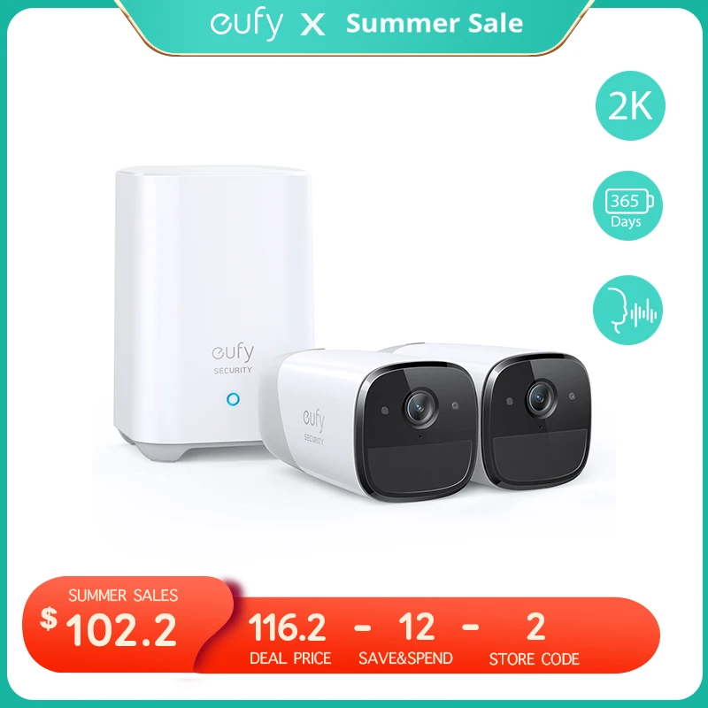 Eufy Security Eufycam 2 Pro Wireless Home Camera 2K Resolutie 365 Dag