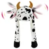23cm Ear Moving Jumping Hats Stuffed Cow Funy Interactive Hat for Kids Girl Boy Cosplay Christmas Party Hat Plush Animal 1