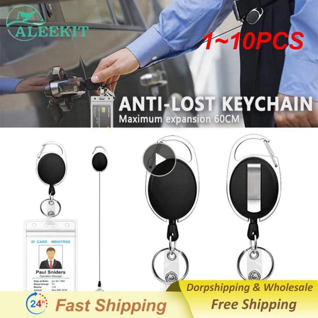 1~10PCS Color Belt Rope Office Lanyard Clip Keychain Name Tag Holder  Keyring Id Card Key Ring Cord Reel Retract Pull Key Chain - AliExpress