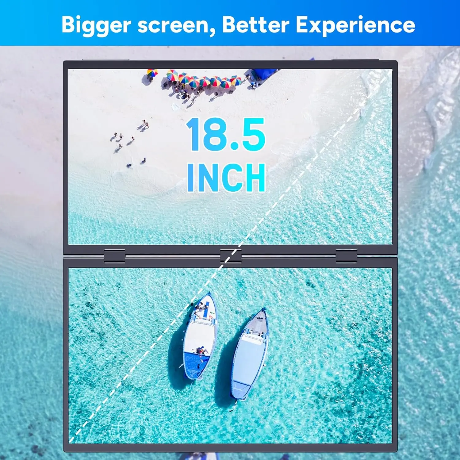 UPERFECT 18.5”100HZ 100% sRGB Delta 휴대용 듀얼 터치스크린 모니터 FHD HDR 360° 회전 접이식 USB-C 트리플 스크린 노트북 디스플레이 익스텐더 스탠드 및 VESA 포함P