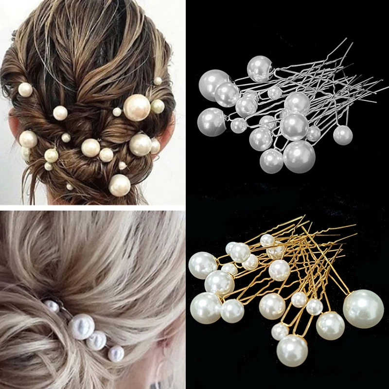 

Women U-shaped Pin Metal Barrette Clip Hairpins Simulated Pearl Bridal Tiara Hair Accessories Wedding Hairstyle Design Tools
