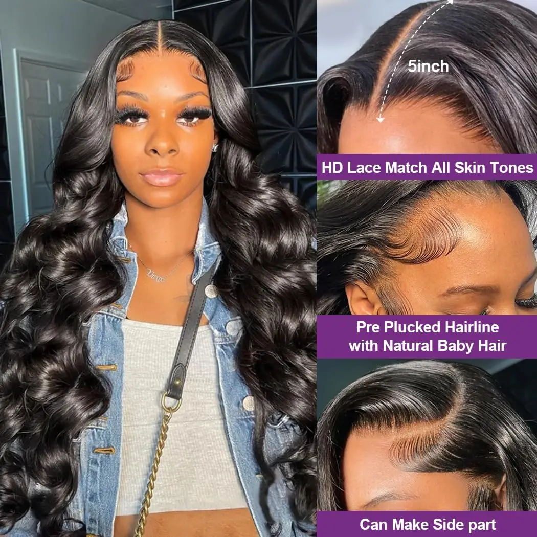 13x6 Body Wave Lace Front Wigs HD Human Hair Lace Front Wigs for Black Women Glueless Wig Human Hair Pre Plucked with Baby Hair