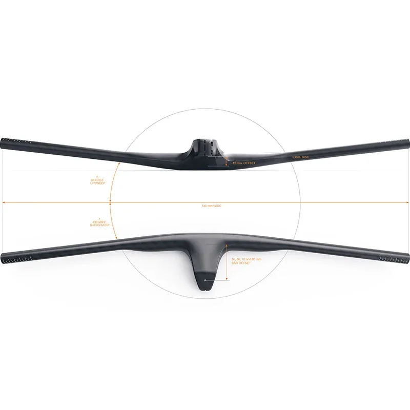 Guidon Cockpit Intégré VTT Carbone 740-780 Mm - Pour BMX, Vélo De Course - Poignées Incluses
