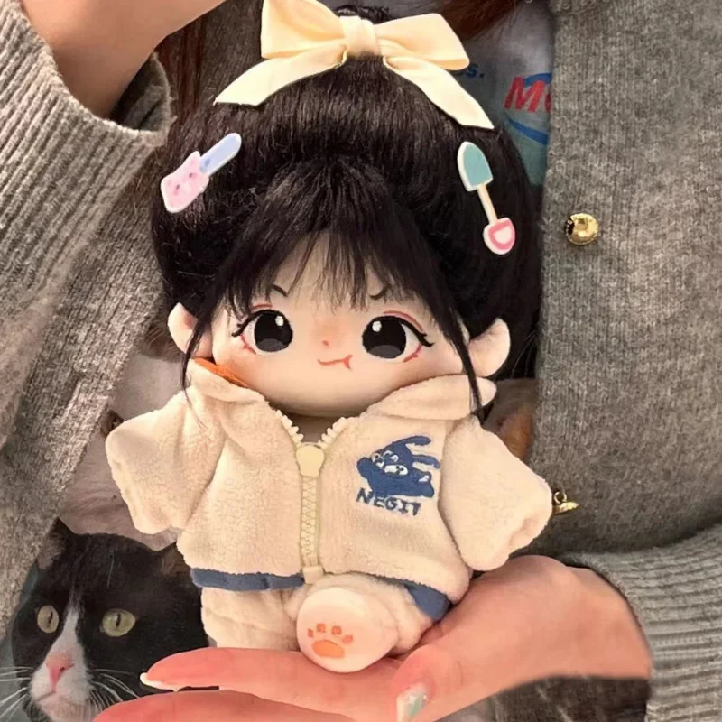 

20cm Doll Clothes T-Shirt Mini Clothes Overcoat Suits For Cotton Stuffed Idol Doll Outfit Overall T-shirt Woolen Coat Suit