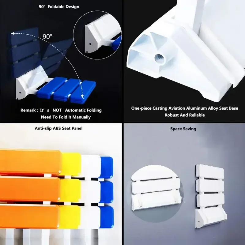 Folding Shower Seat Bathroom Wall Stool Wall Mounted Shower Seats Bathroom Folding Stool Barrier-free Bathing Chair 5