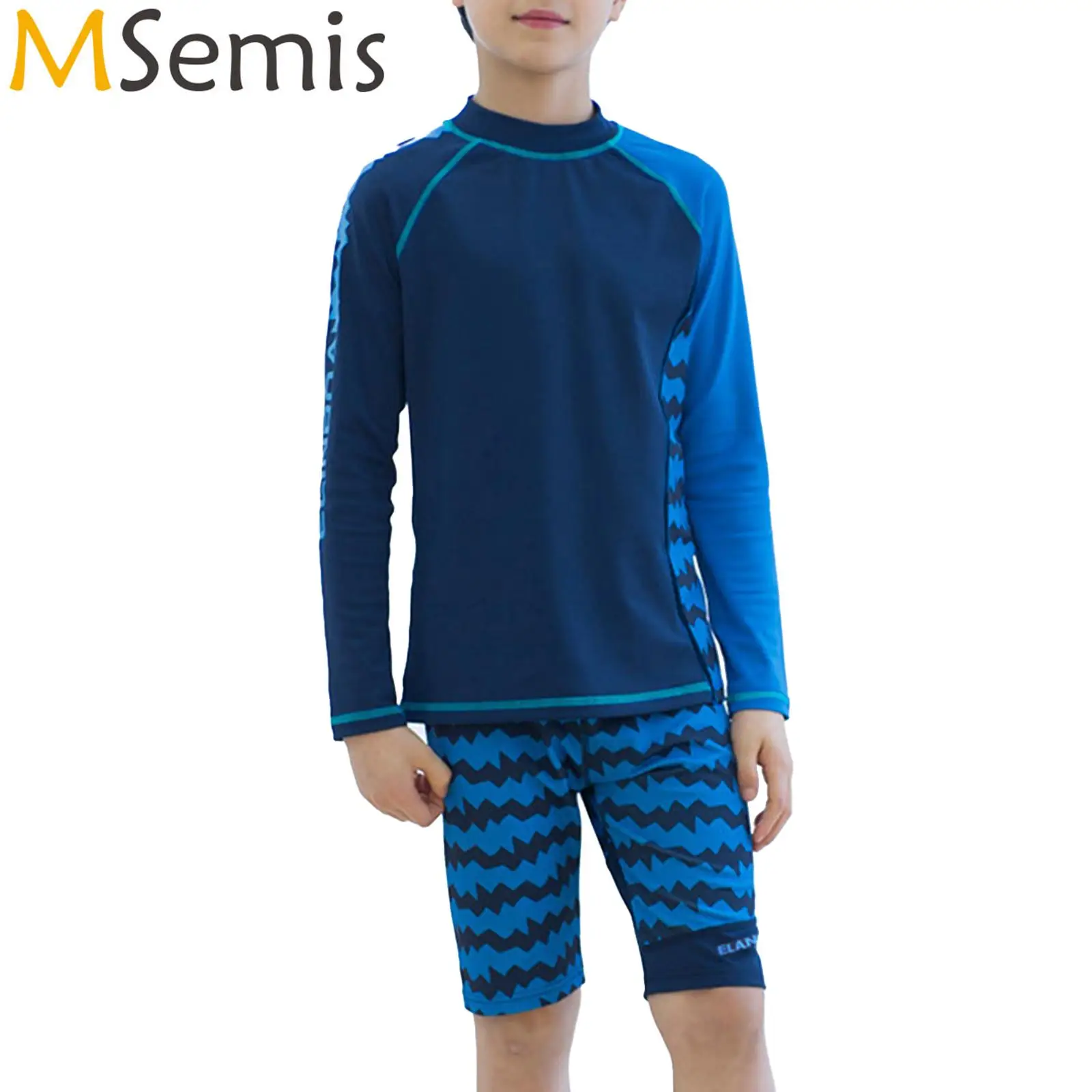 Kids Boys Quick-Dry 3 Piece Rash Guard Swimming Bathing Suit Long Sleeve Swim Tops with Hat Elastic Waistband Trunks Swimsuit children swimsuit