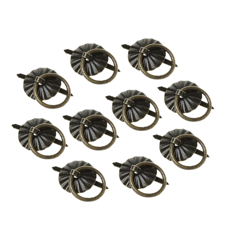 28GF 10pcs Green Bronze Color Ring Pin Handle Drawer Cabinet Desk Pull Knob Furniture