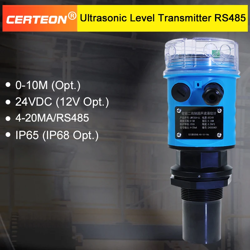Ultrasonic Level Sensor RS485 Water Tank Liquid Level Gauge 0-10m Wastewater Transmitter Digital Water Indicator