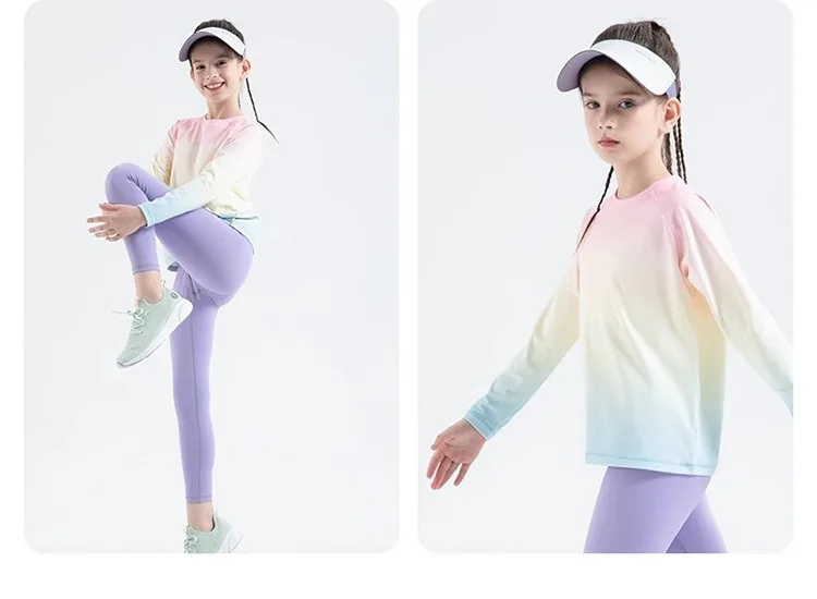 Children's Yoga Shirts Long Sleeve Boys Girls Sports Tops Gradient Loose Kids Sportswear Gym Tees Quick-dry T-shirts For Fitness 23 S8a4c80164b5947d6856a3be0ae198cc2B