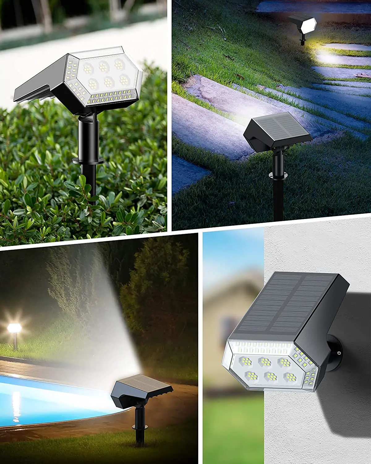 108 LED zewnętrzne światła solarne reflektory z lampy punktowe słonecznym i krajobrazem 92 LED regulowane dekoracje ogrodowe ciepłe biała lampa IP65