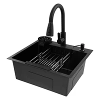 Multi-functional Kitchen Sink with Retractable Faucet, Soap Dispenser and Drip Basket Black Stainless Steel Sink 3 Specification