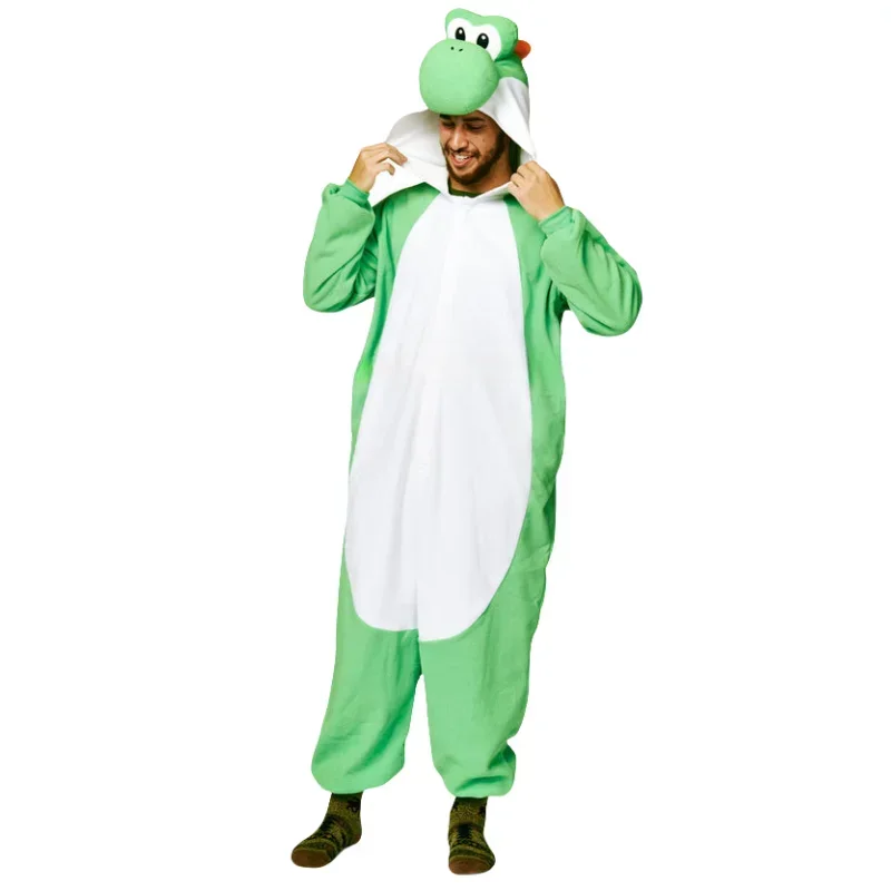 thumbnail image 1 of Nuevos pijamas de una pieza de Bros Yoshi, disfraz de Anime para hombre, mono de Cosplay de Halloween, accesorios de juego de rol para fiesta de carnaval de dibujos animados, 1 of 5