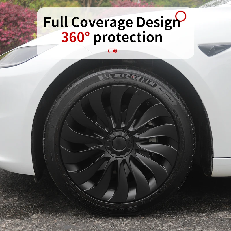 Wheel Cover Design Wheel Hub Covers Wheel Hub Caps For Tesla Model 3 Highland-18 Inch Right＆Left Hubcaps Storm Style Replacement Accessories 4PCS