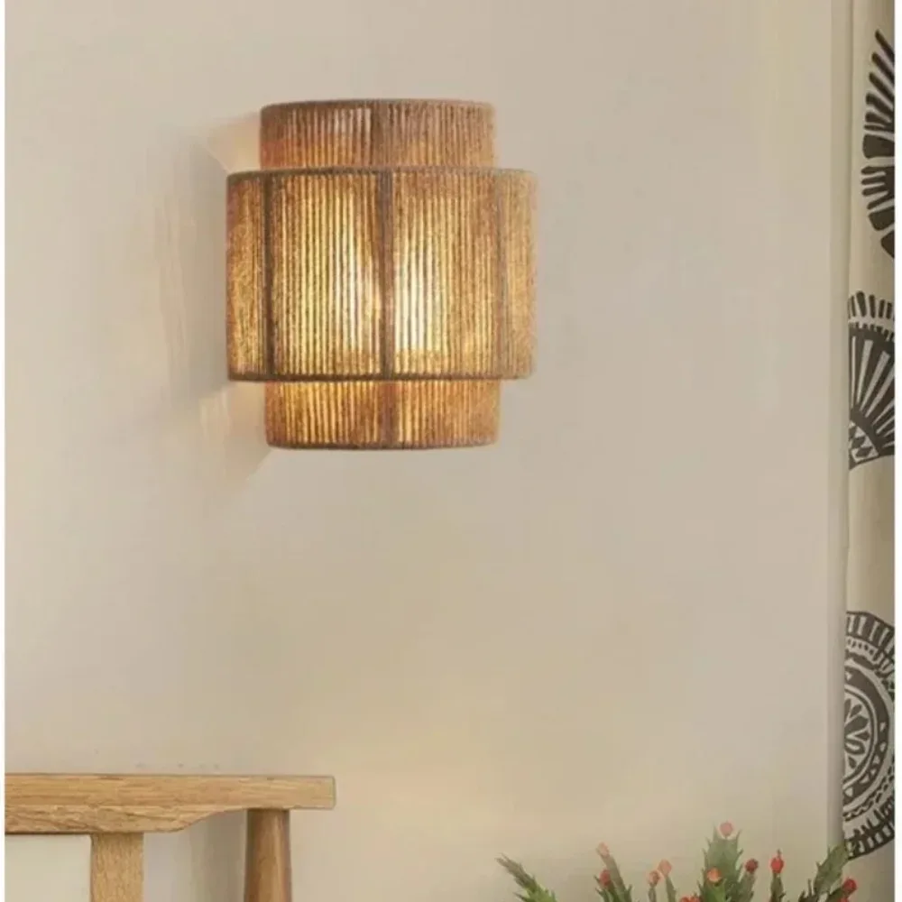 Modern Wall Lamps Hemp Rope Wall Light or Bedroom Bedside Lights for Living Room Aisle Decoration Wall Lamp Handcraft