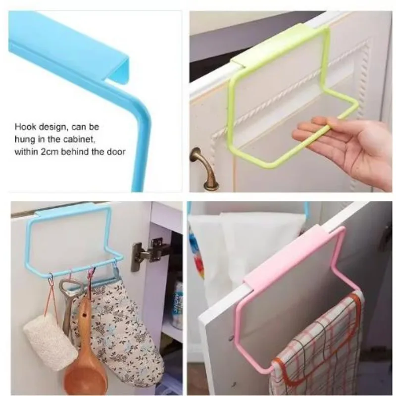 Towel Rack Bathroom Organizer Single Pole Plastic Seamless Rag Hanger Kitchen Bathroom