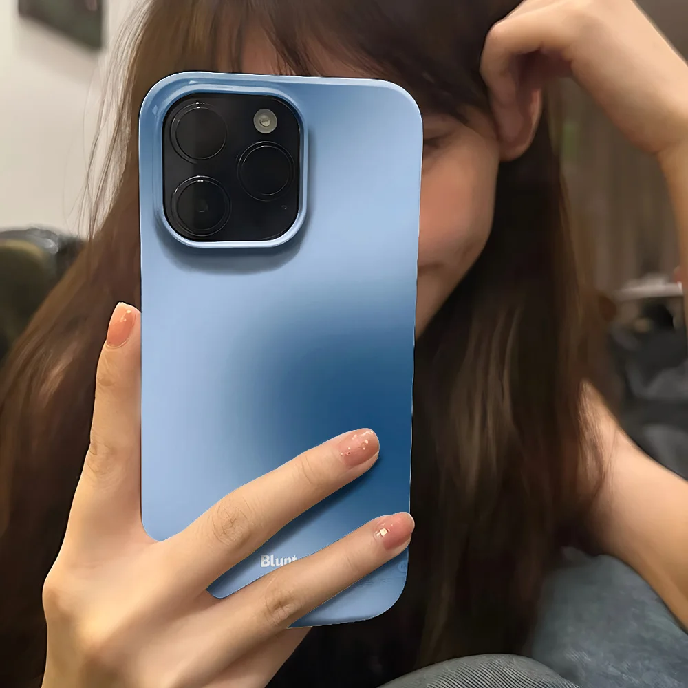 Blue Matte Solid Phone Case with Glossy Film Finish - Durable Hard PC Cover