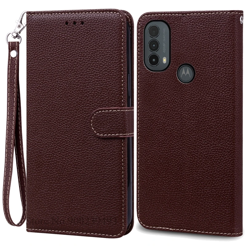 Motorola E Series Leather Wallet Flip Cover - Premium Book-Style Protection