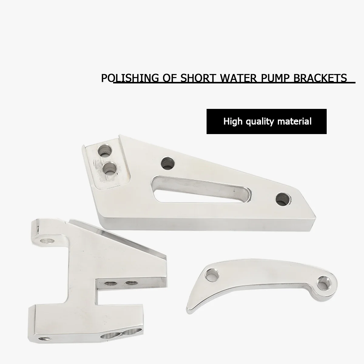Aluminium-Chrom-Lichtmaschinenhalterungskit für Chevy SBC 350 mit kurzer Wasserpumpe, Motorhalterungsset – Detail 7