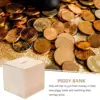 4Pcs Square Wooden Piggy Bank Cube Money Boxes Kids Coin Saving Box Children Change Container Storage Bank Home Decor 3