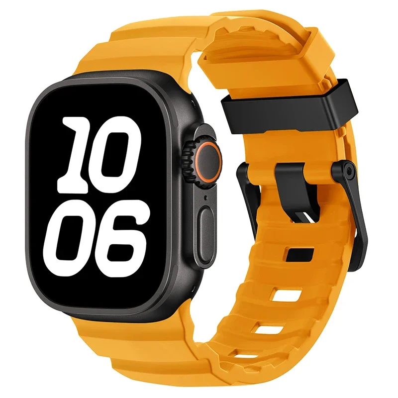 Sport Silicone and Titanium Metal Bracelet Strap