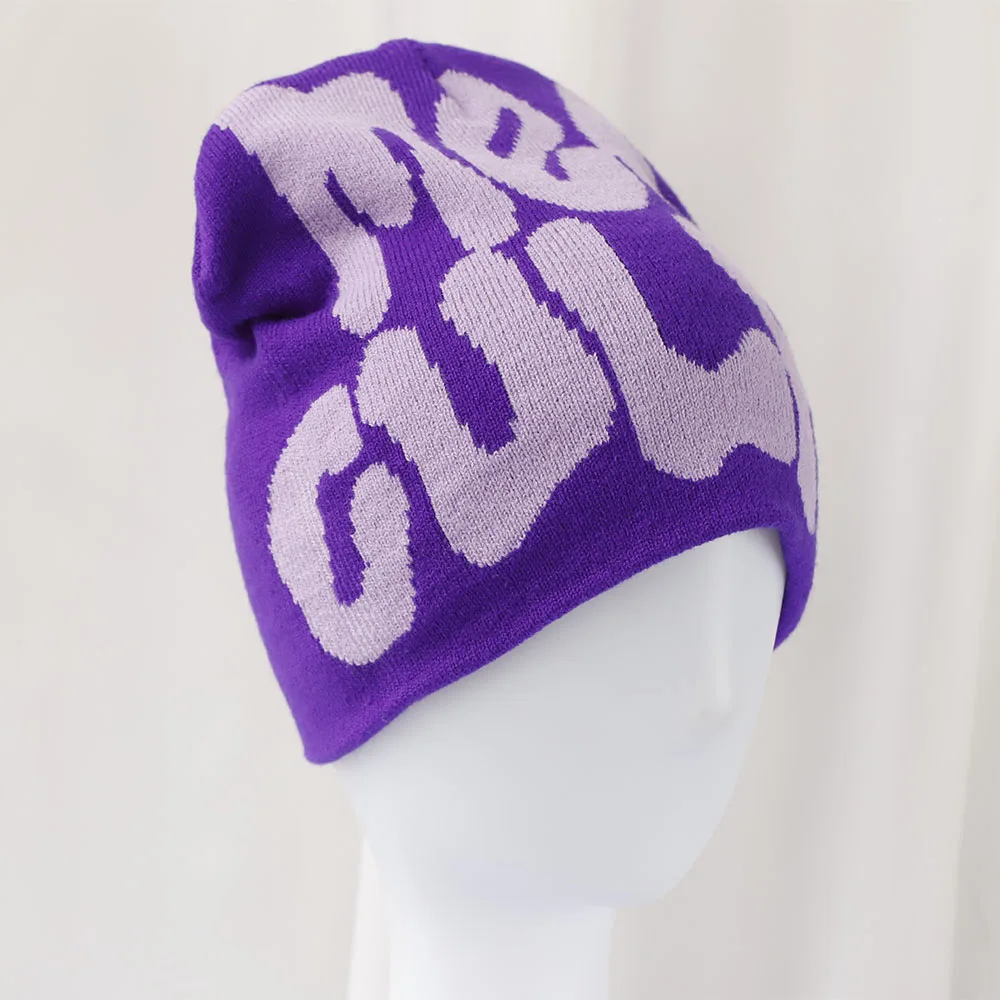 2024 Brief Ski mütze neue coole beliebte Winter gestrickte Kleinkind Mütze Hüte Stickerei Strick mütze y2k Acryl Hip Hop Würfel Hut Mützen – Detail 8