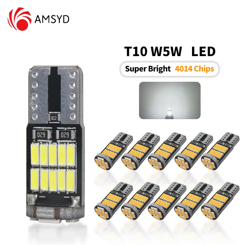 Lot De 10 Ampoules LED T10 W5W 6500K Blanc - Canbus Sans Erreur - Haute Puissance