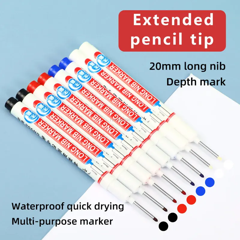 20MM Black/White Ink Long Head Markers For Metal Perforating Pen Waterproof Bathroom Woodworking Decoration Deep Hole Marker Pen