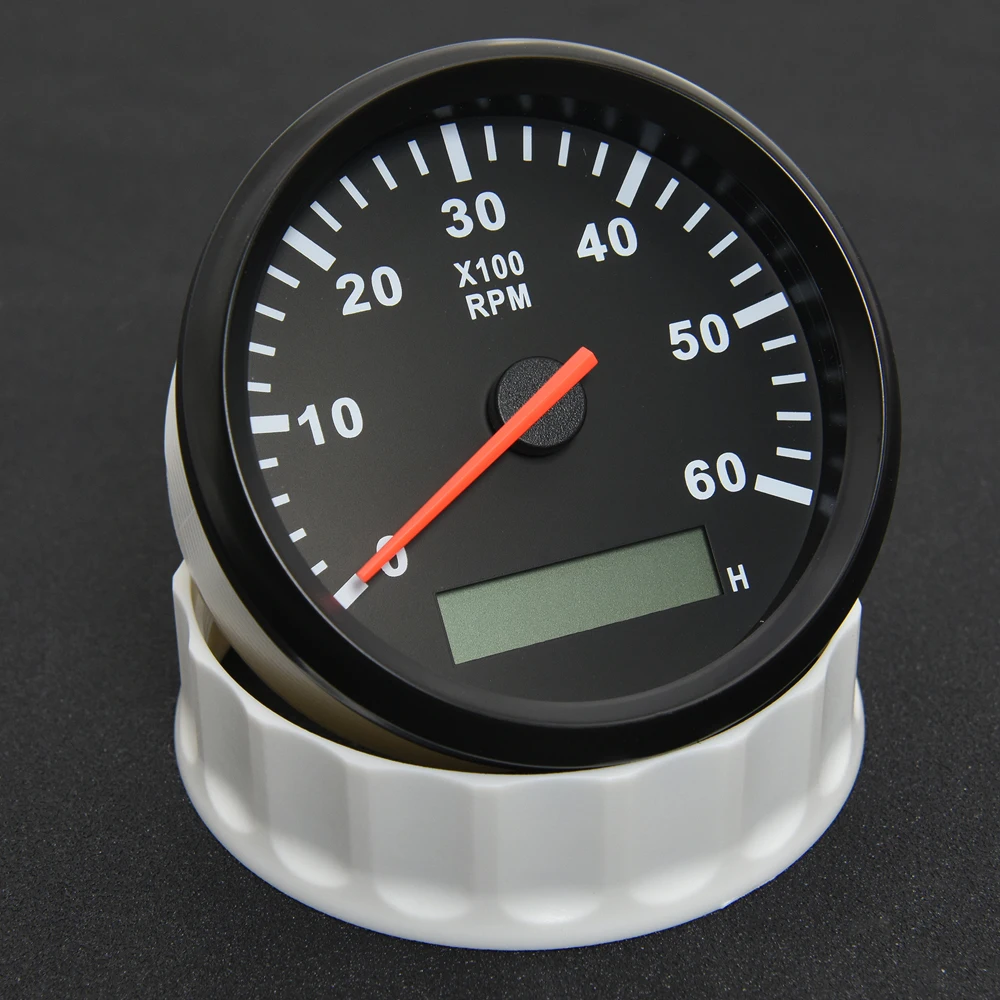 Customized Universal 3-8K RPM Tacho Tachometer Gauge REV Counter With Hour Meter 85mm Gasoline Diesel Red Backlight For Boat Car