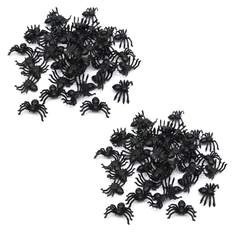 X18A-100X Plastic Black Spider Trick Toy Halloween Haunted House Prop Decor