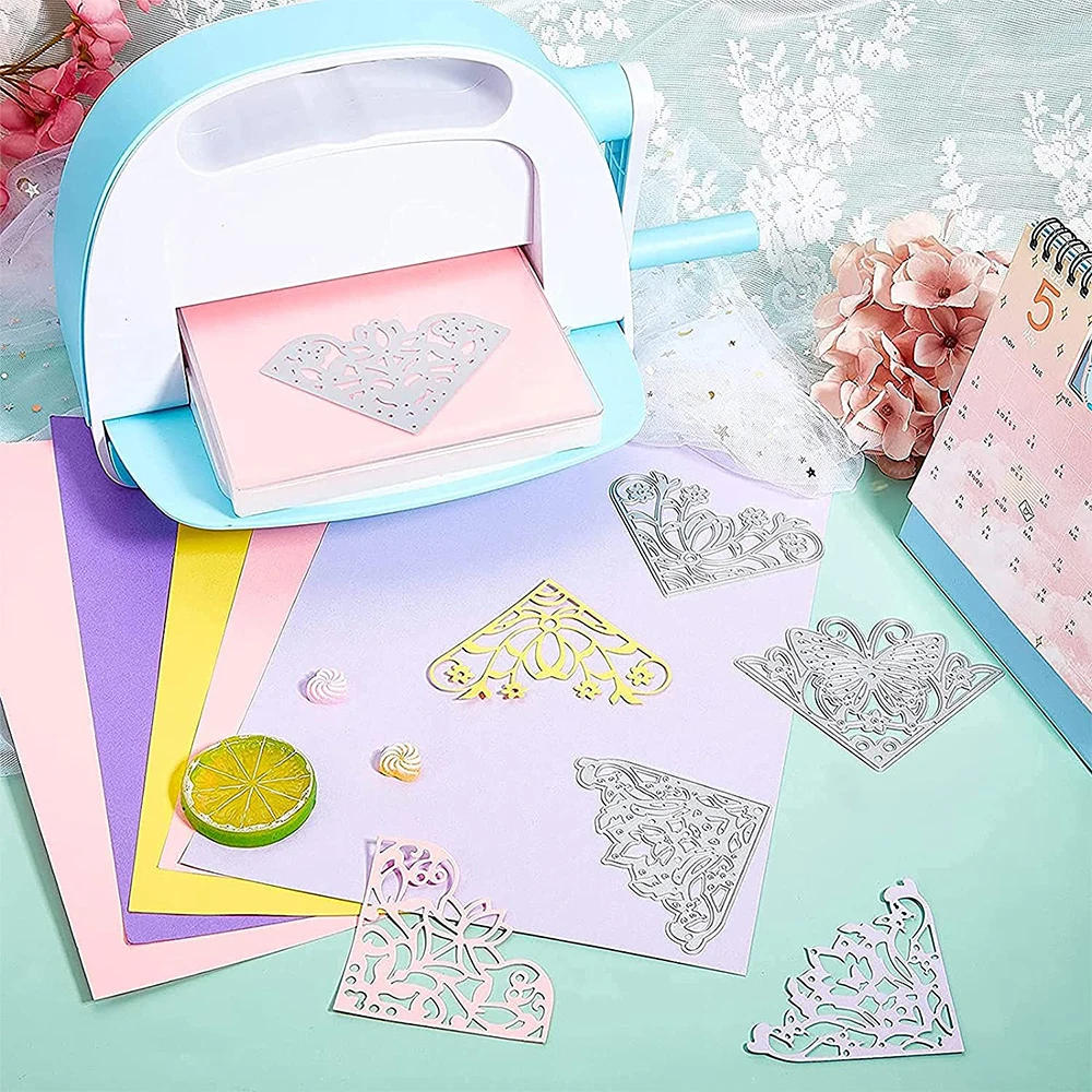 8pcs Flower Butterfly Metal Corner Cutting Dies Stencils for DIY Scrapbook Birthday Cards Wedding Invitation Making Album Decor