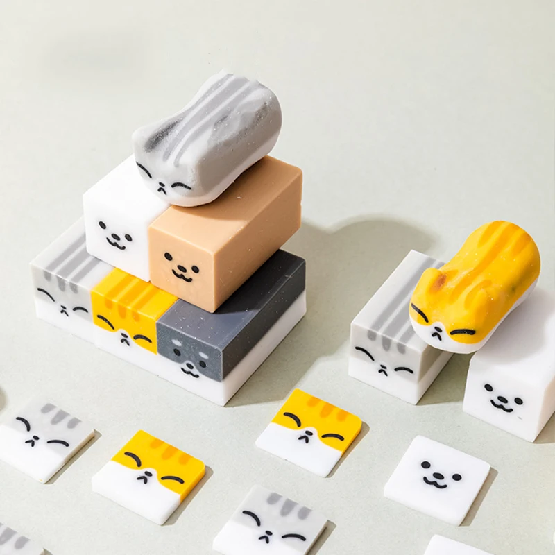 لطيف Kawaii الحيوان محايات أنماط عشوائية من القط الكلب متعة مسح نظيفة أقل Debri مكتب لوازم مكتبية للطلاب هدية