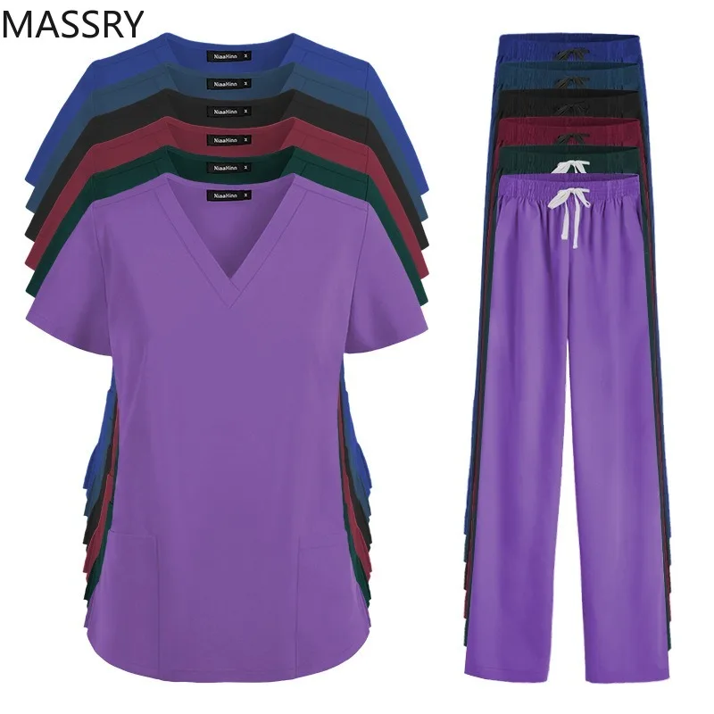 

의료복 세트 Women Work Uniforms Plus Size Short-sleeved Health Services Suits Working Suits Summer Fashion Pet Scrubs Costume