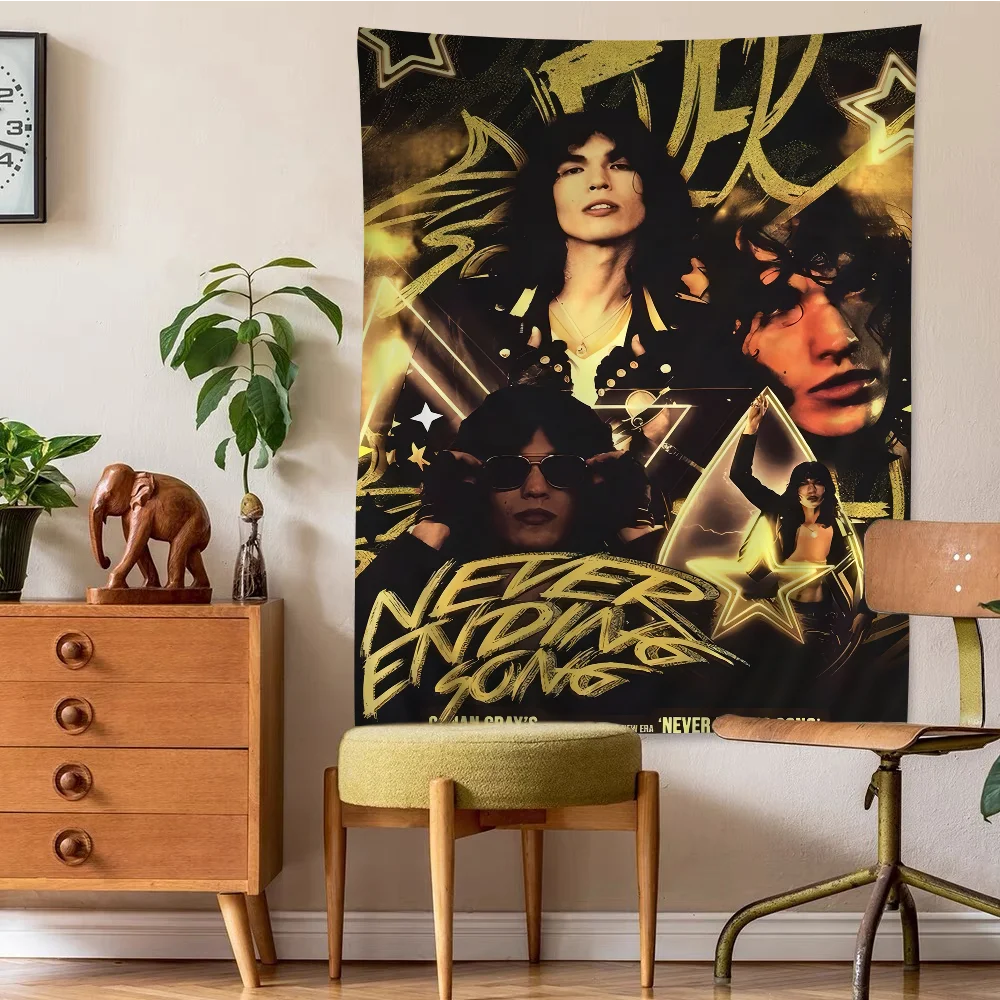 thumbnail image 1 of Tapiz de pared grande con estampado del cantante pop C-Conan G-Grays, tapiz de pared bohemio, estilo hippie, económico, para decoración del hogar, 1 of 5